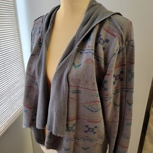 KIRRA Gray Jacket Open Front Womens Juniors Size S Small Geometric Design
